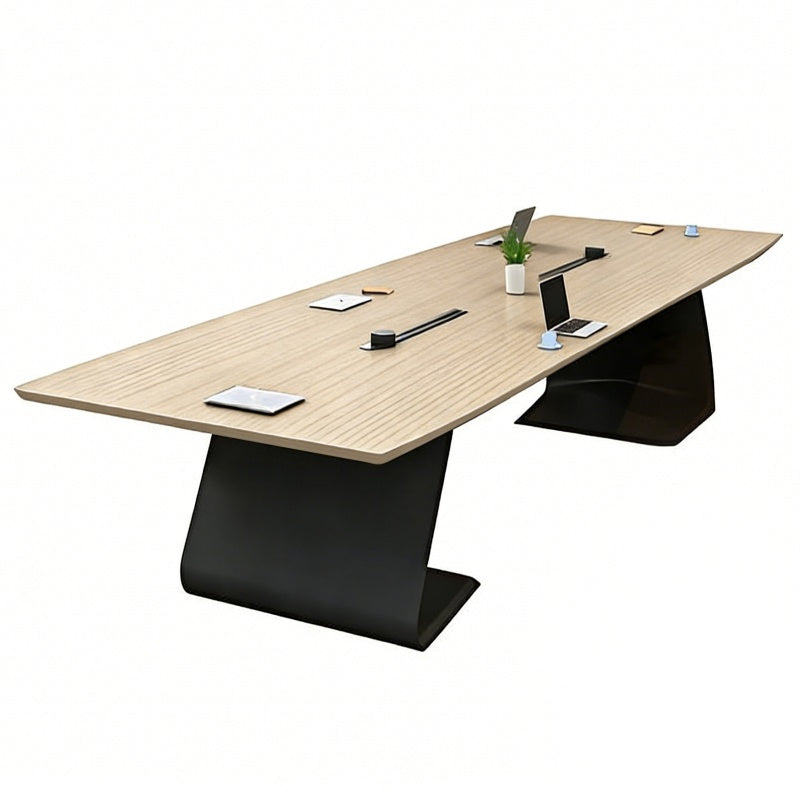 Premium Stylish Gray Conference Table with Track Power Outlet and Elegant Sturdy Legs