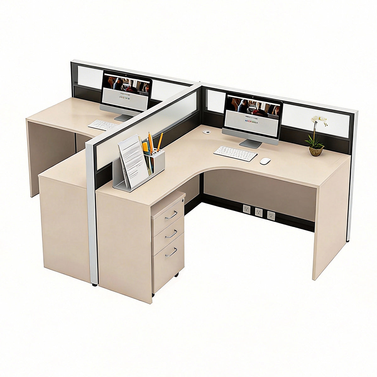 Modern Minimalist L-Shaped Office Desk 49–149 in Wide with Cable Management, Lockable Drawers, Steel Frame & Adjustable Height
