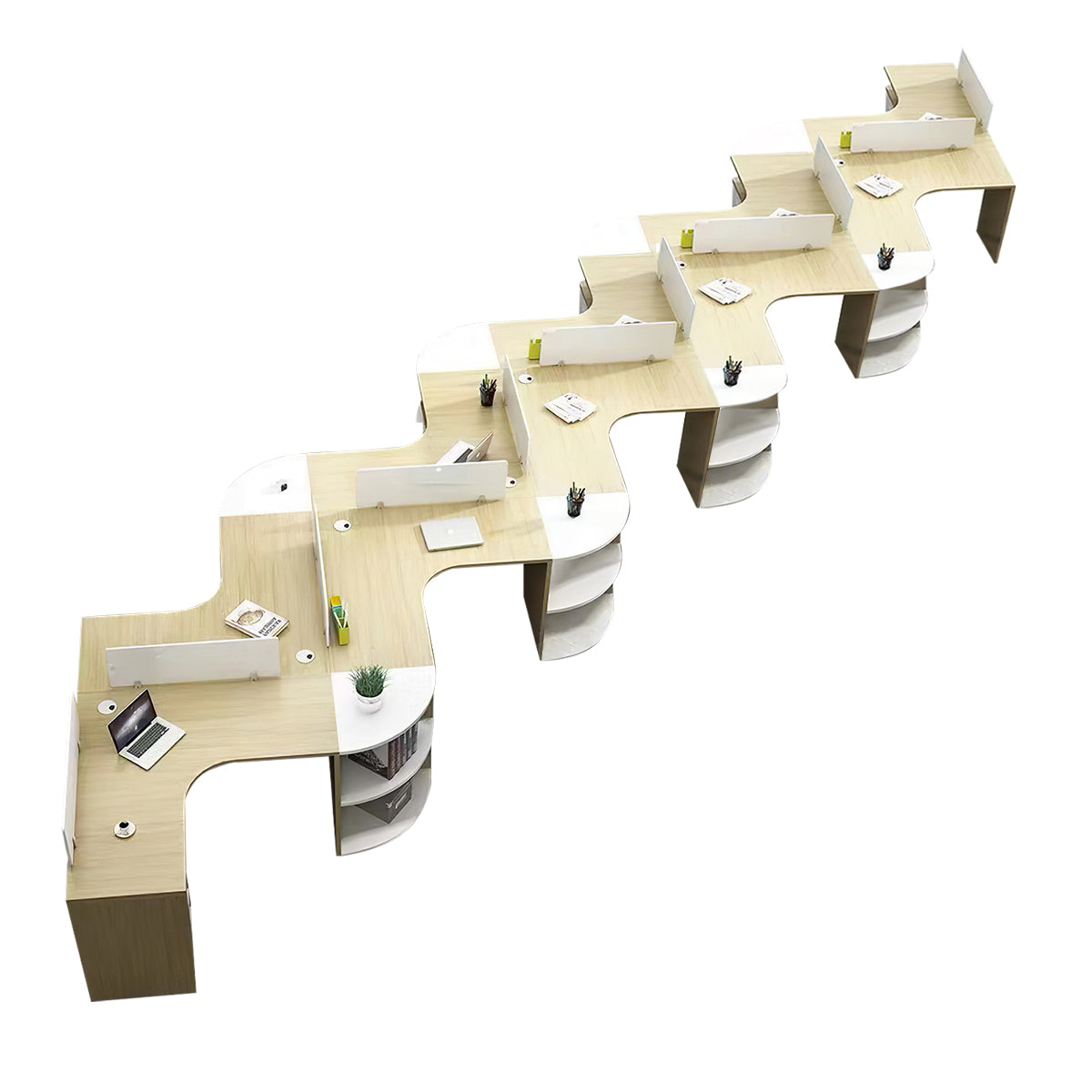 Modern Corner Shaped Employee Office Desk with Partition Panel