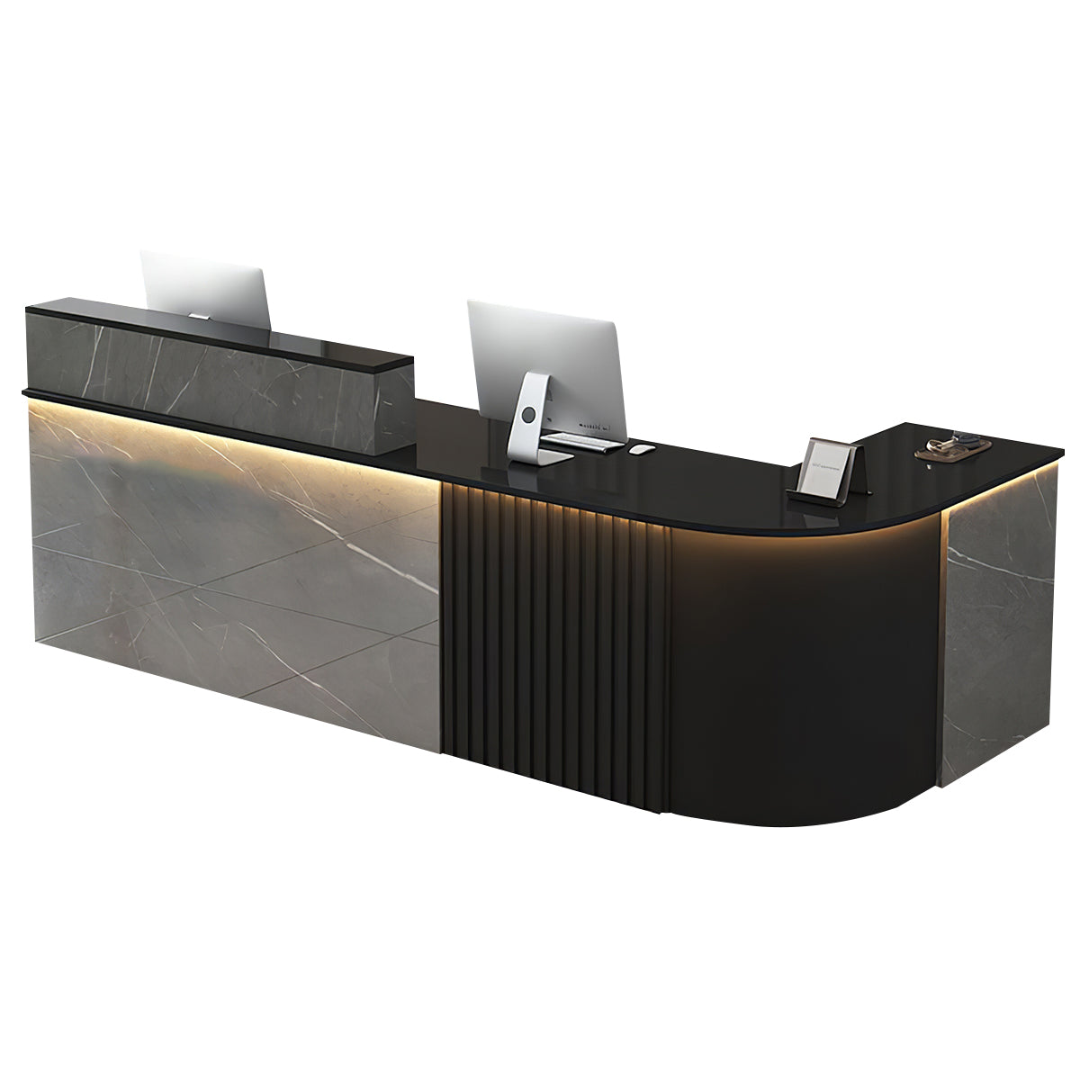 L-Shaped White Office Reception Desk and Store Counter