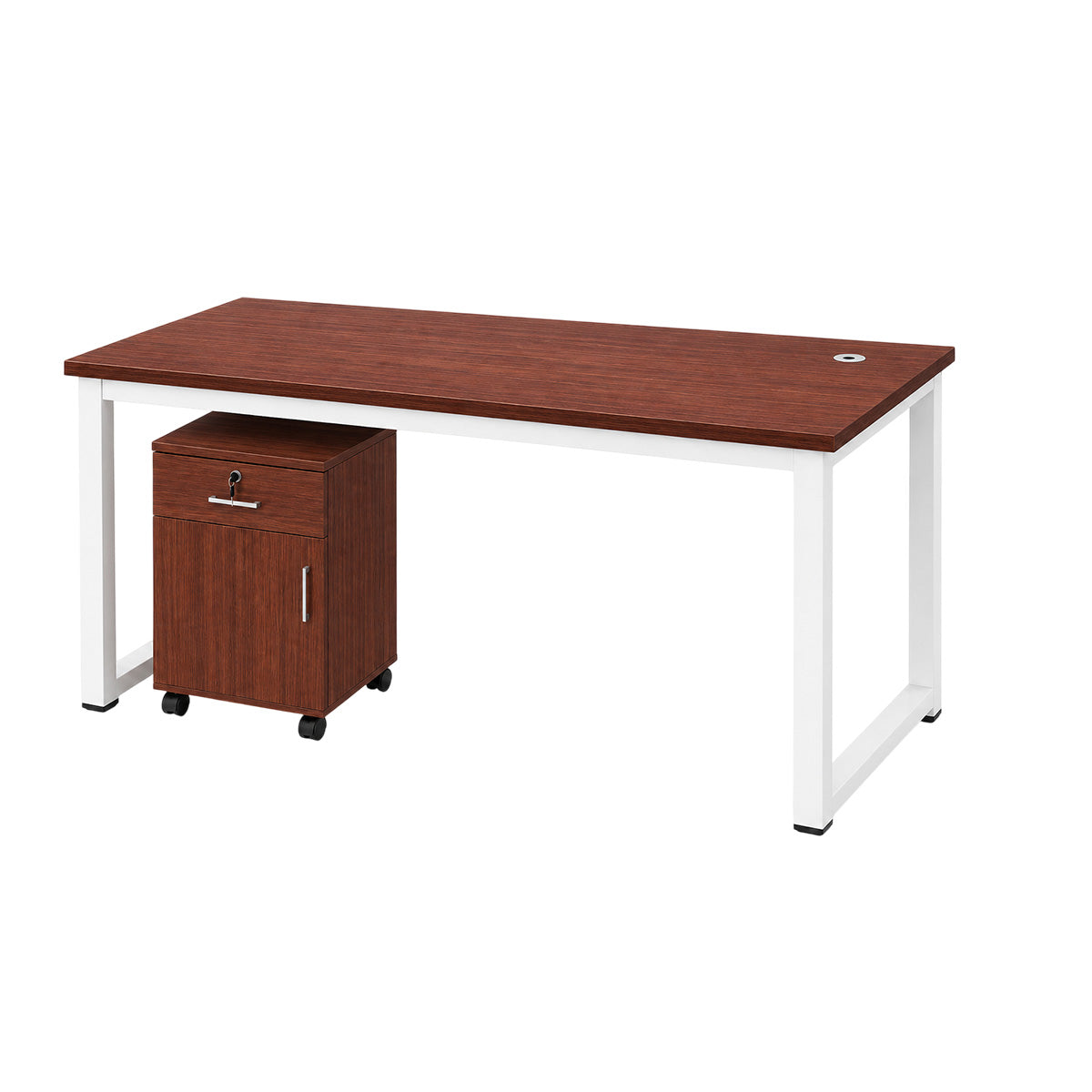 Modular Office Workstation Desk with Privacy Panels, Cable Grommets and Storage