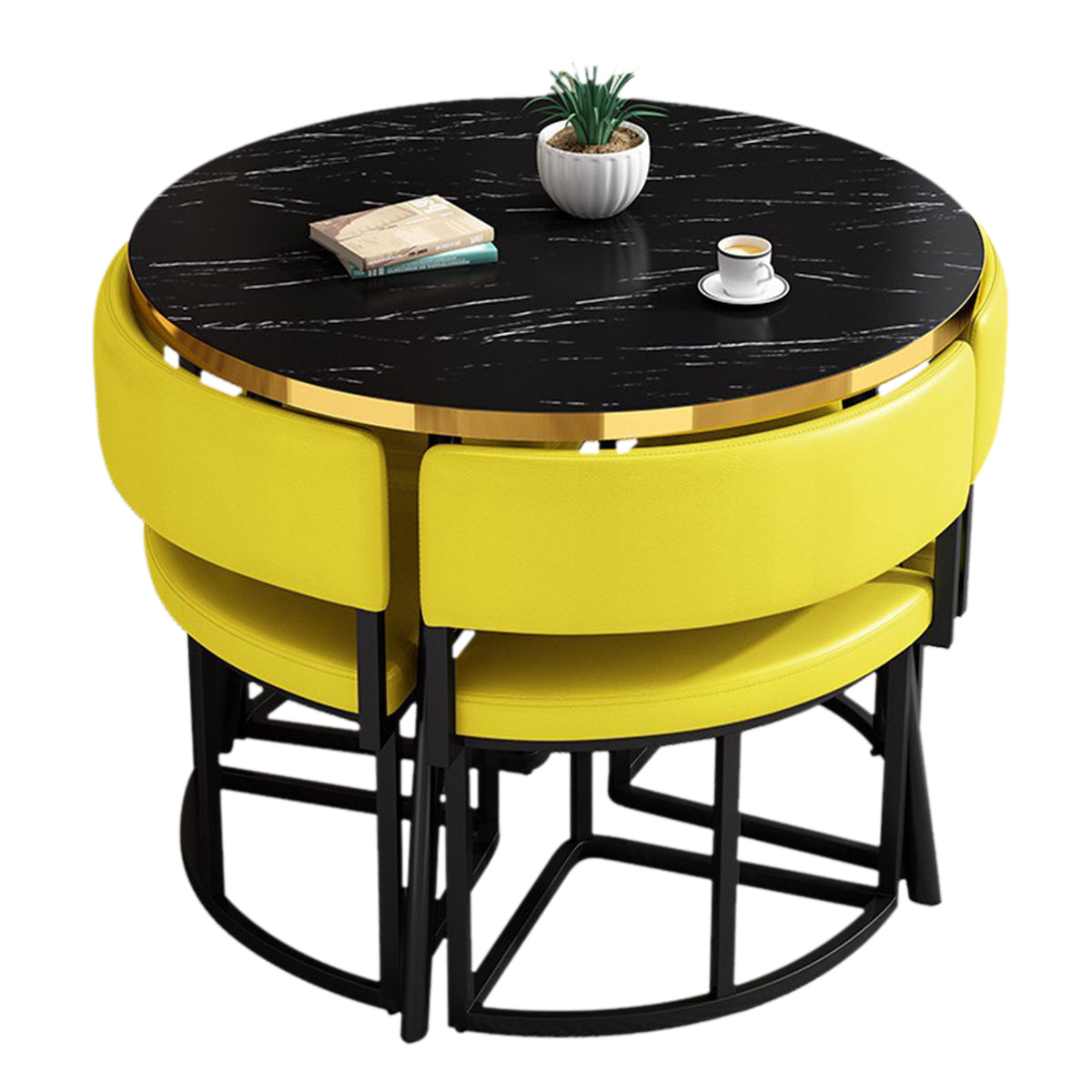 Modern Office Reception Round Table with 4 Backrest Chairs