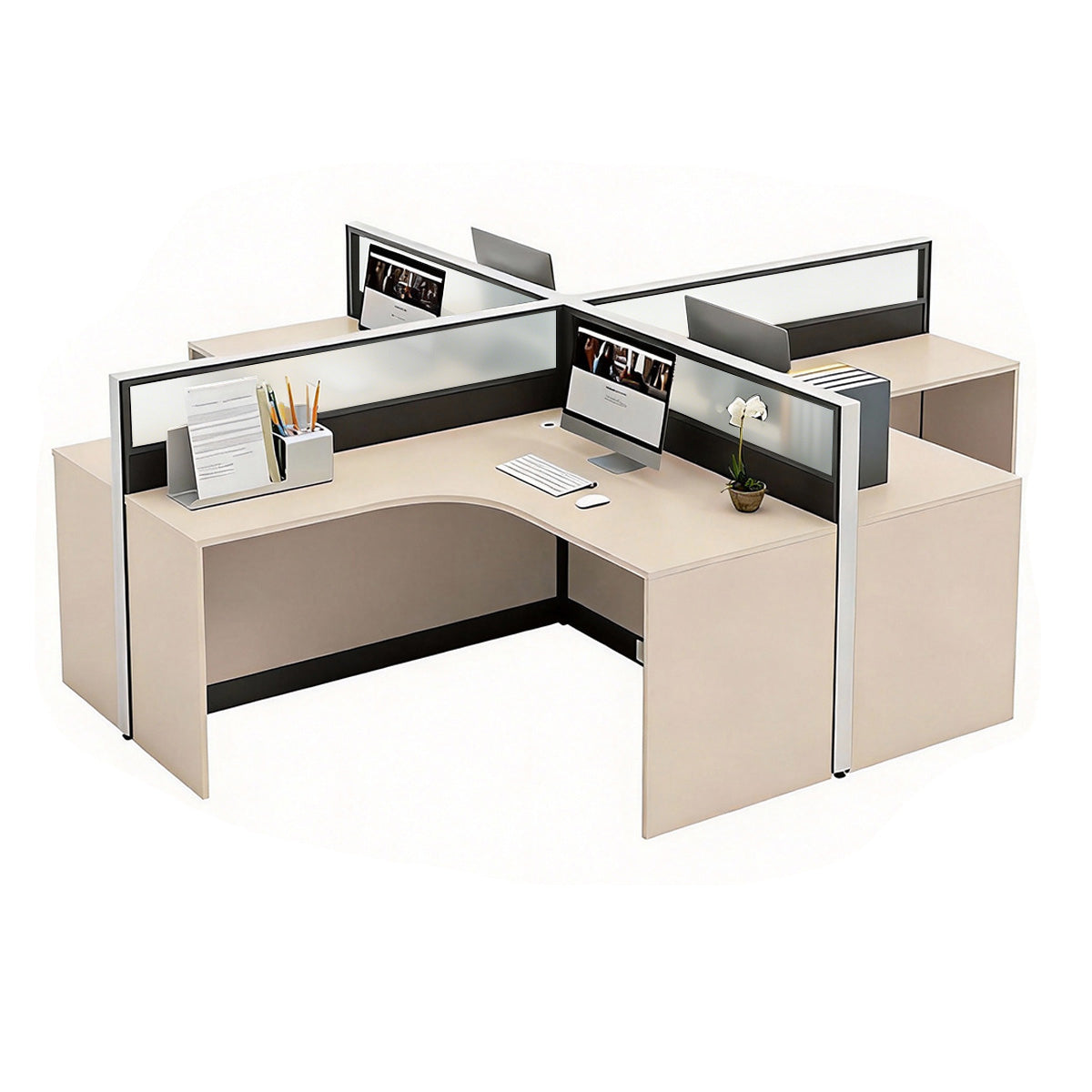 Modern Minimalist L-Shaped Office Desk 49–149 in Wide with Cable Management, Lockable Drawers, Steel Frame & Adjustable Height