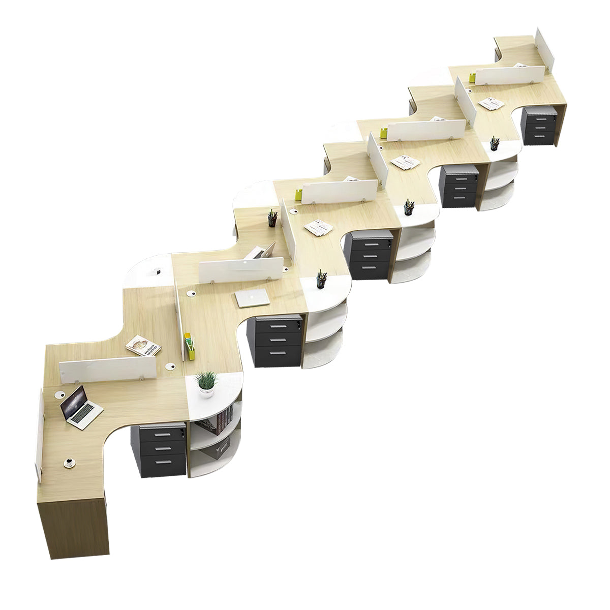 Modern Corner Shaped Employee Office Desk with Partition Panel