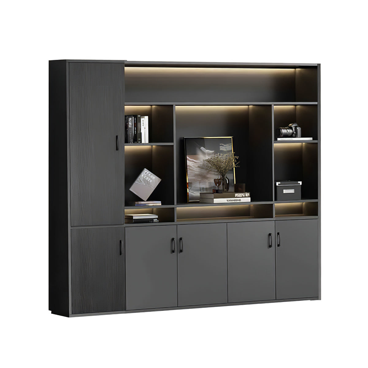Premium Chic Storage Cabinet with Open & Enclosed Compartments