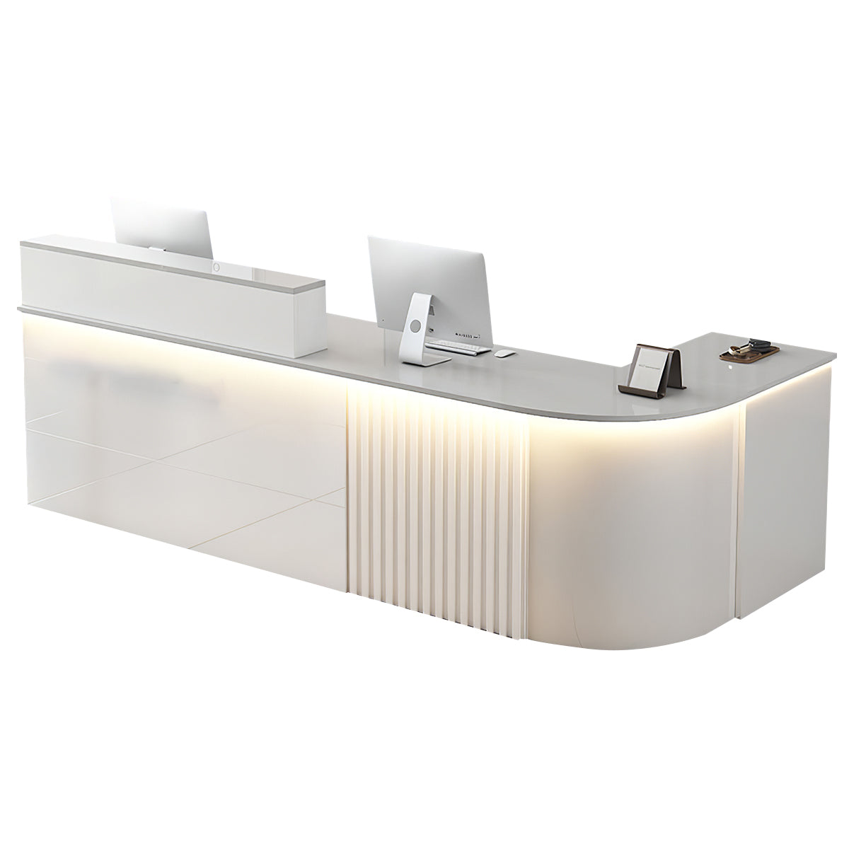 L-Shaped White Office Reception Desk and Store Counter