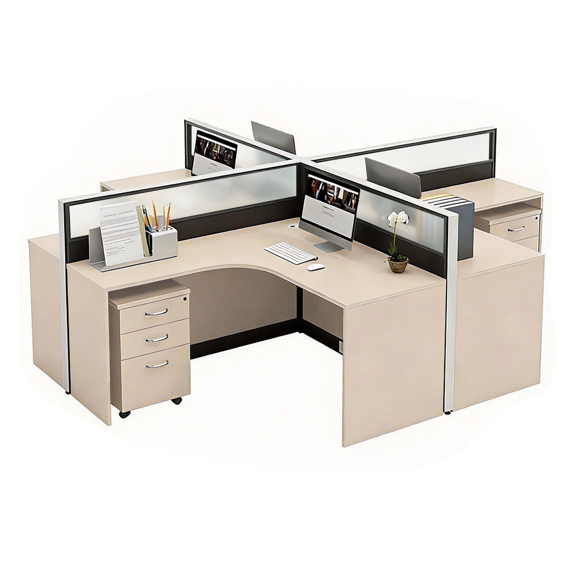 Modern Minimalist L-Shaped Office Desk 49–149 in Wide with Cable Management, Lockable Drawers, Steel Frame & Adjustable Height