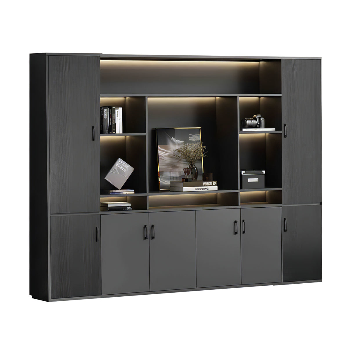 Premium Chic Storage Cabinet with Open & Enclosed Compartments
