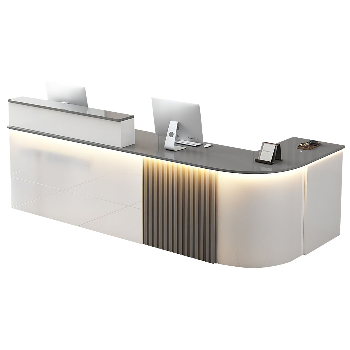 L-Shaped White Office Reception Desk and Store Counter