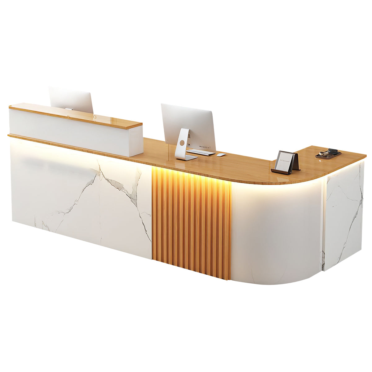L-Shaped White Office Reception Desk and Store Counter