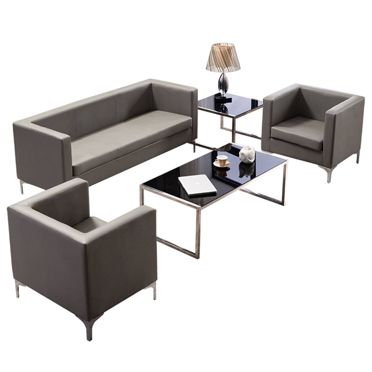 Modern Business Negotiation Room, Guest Reception Sofa in Black Color