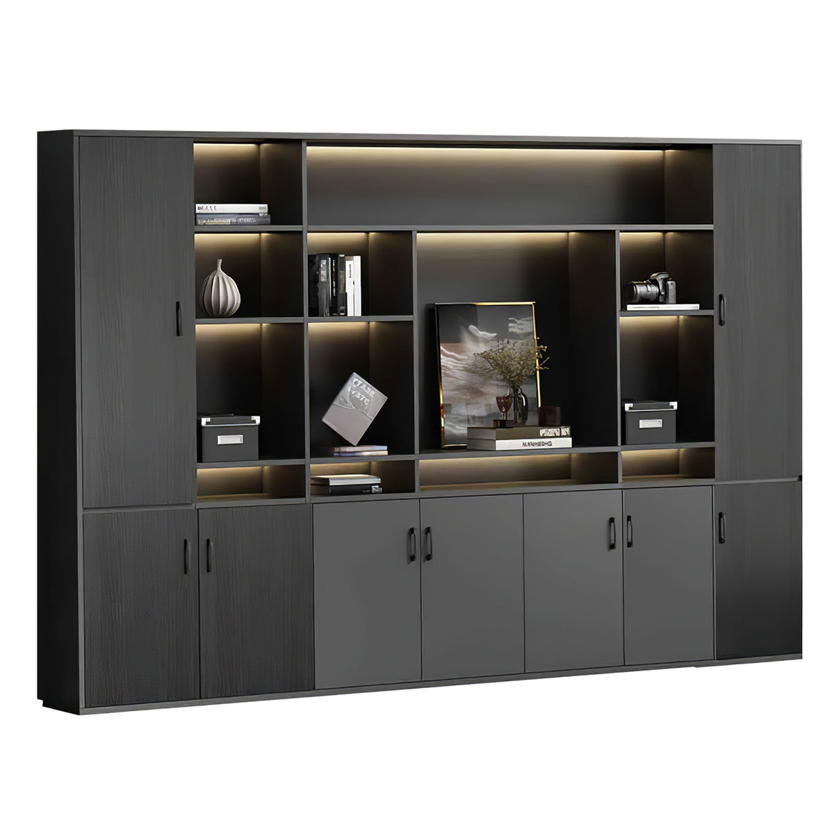 Premium Chic Storage Cabinet with Open & Enclosed Compartments