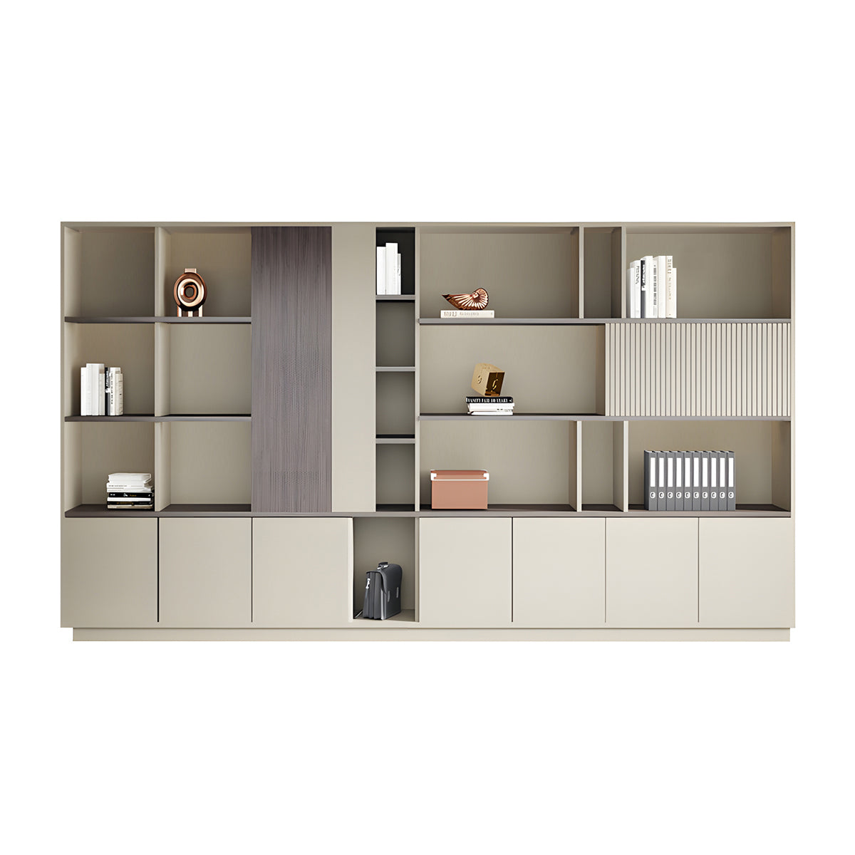 Elegant Storage Cabinet with Soft Lighting Strip and Open Storage