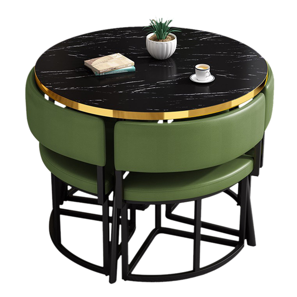 Modern Office Reception Round Table with 4 Backrest Chairs