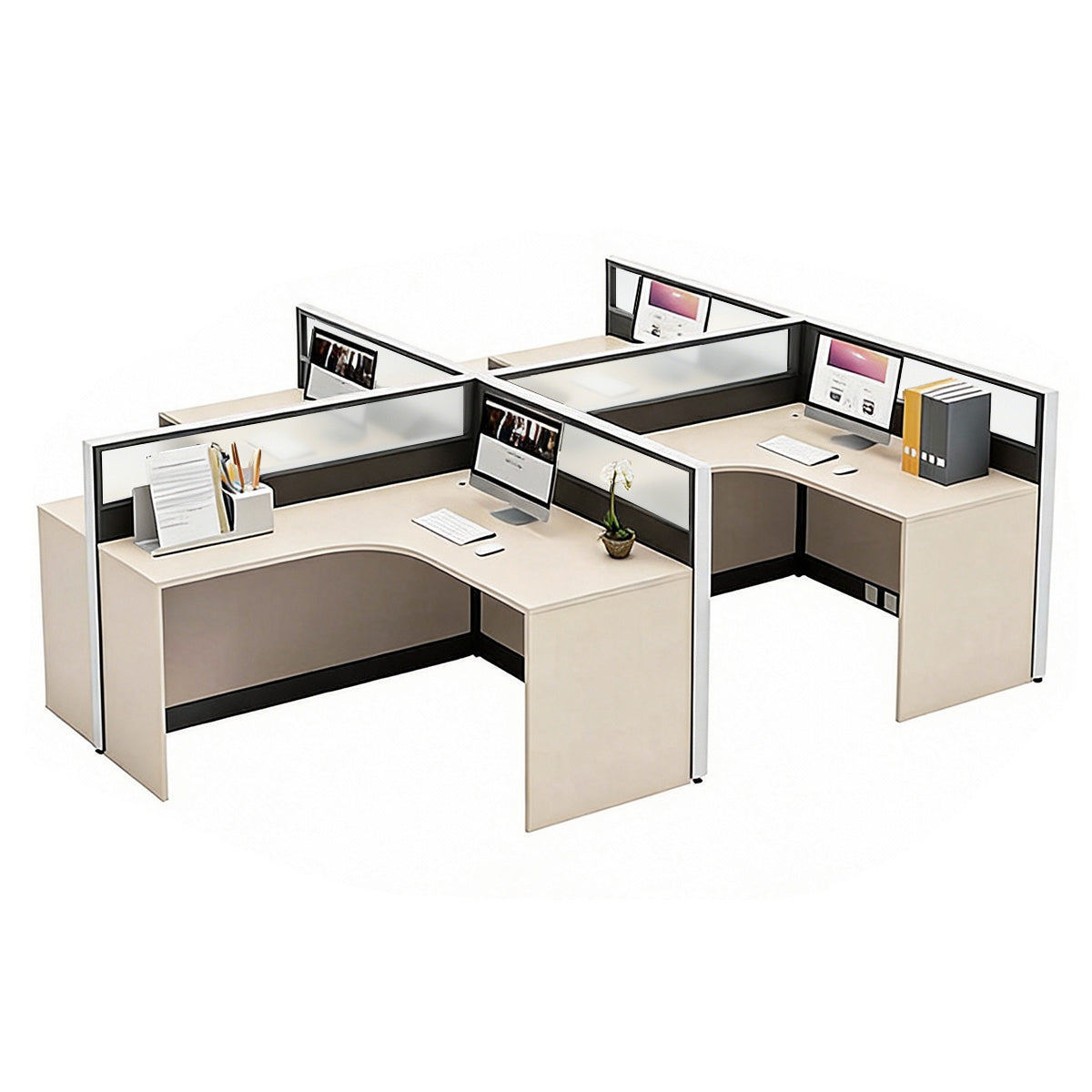 Modern Minimalist L-Shaped Office Desk 49–149 in Wide with Cable Management, Lockable Drawers, Steel Frame & Adjustable Height