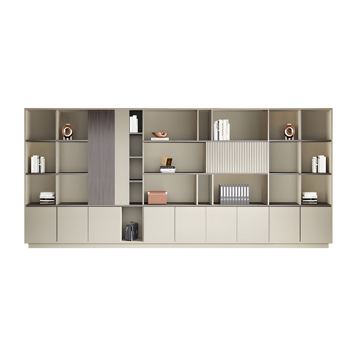 Elegant Storage Cabinet with Soft Lighting Strip and Open Storage
