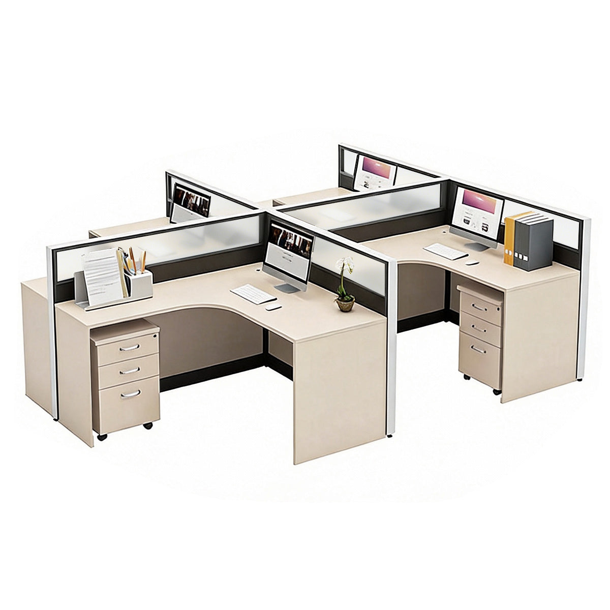 Modern Minimalist L-Shaped Office Desk 49–149 in Wide with Cable Management, Lockable Drawers, Steel Frame & Adjustable Height