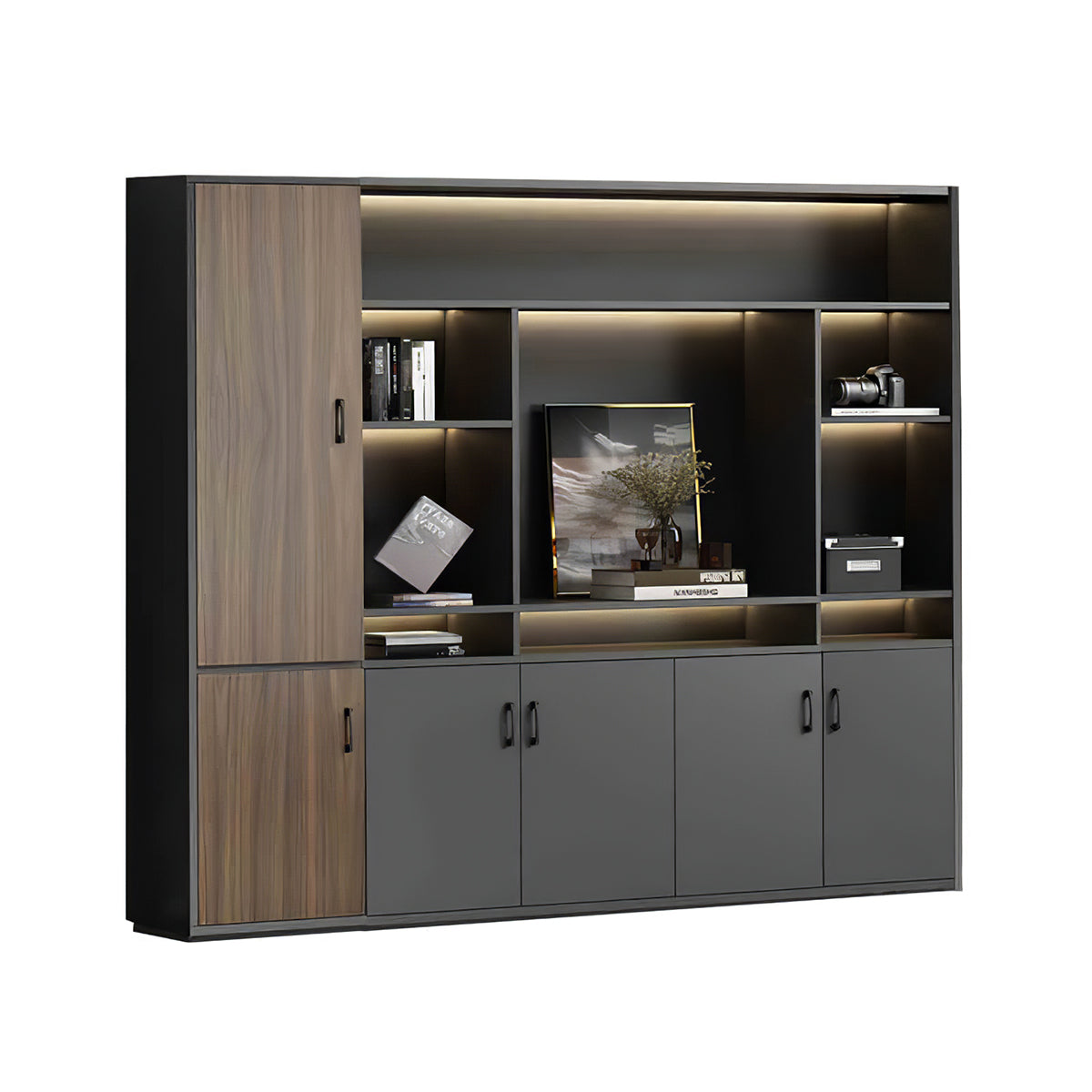 Premium Chic Storage Cabinet with Open & Enclosed Compartments