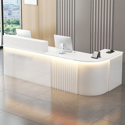 L-Shaped White Office Reception Desk and Store Counter（Stock Items）