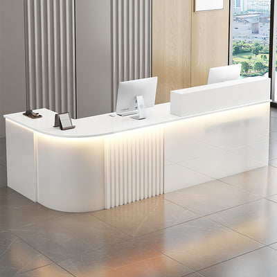 L-Shaped White Office Reception Desk and Store Counter（Stock Items）