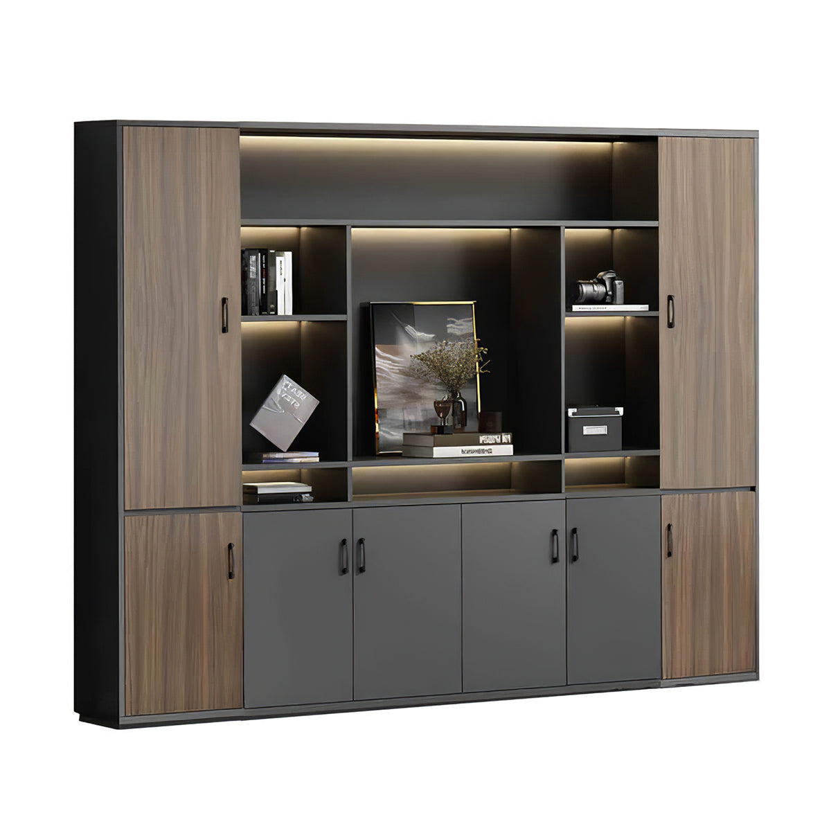 Premium Chic Storage Cabinet with Open & Enclosed Compartments