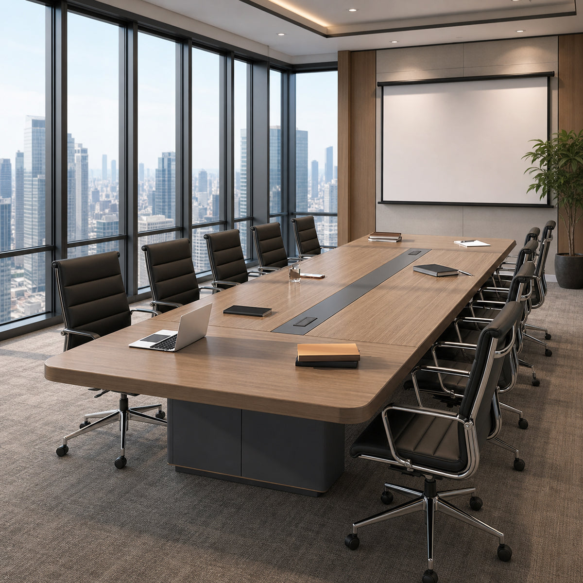Modern Conference Table 87–315 in Wide (7–26 ft) for 6–26 People with Cable Management & Lockable Drawers（Stock Items）