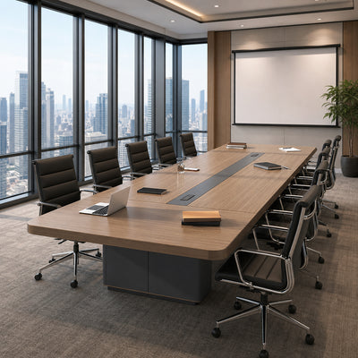 Modern Conference Table 87–315 in Wide (7–26 ft) for 6–26 People with Cable Management & Lockable Drawers（Stock Items）