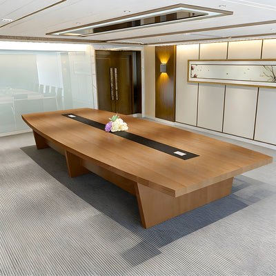 Modern Boat-Shaped Conference Table with Cable Management Ports（Stock Items）