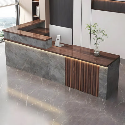 Anzhap Minimalist L-Shaped Reception Desk with Corner Storage Cabinet（Stock Items）