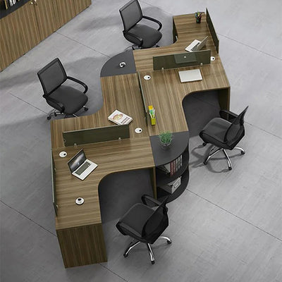 Anzhap Curved Office Desk with Cable Management, File Drawers and Portable for Home Office（Stock Items）