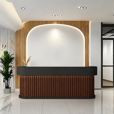 Salon Reception Desk 39-157 in Wide with Keyboard Tray, File Drawers & Fluted Front（Stock Items）