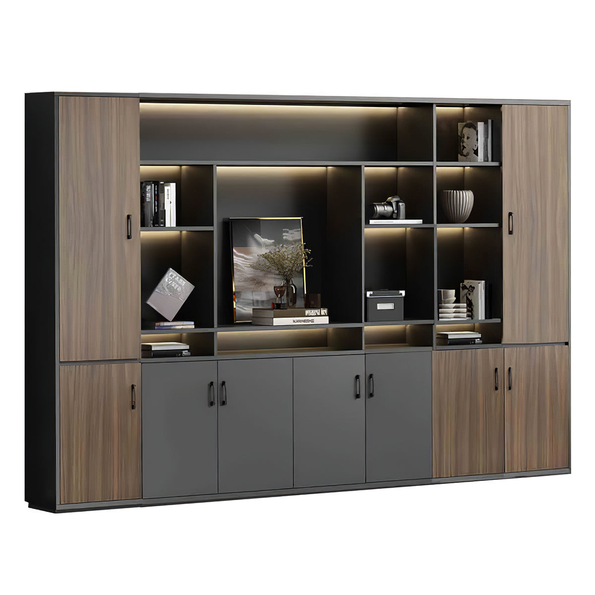 Premium Chic Storage Cabinet with Open & Enclosed Compartments