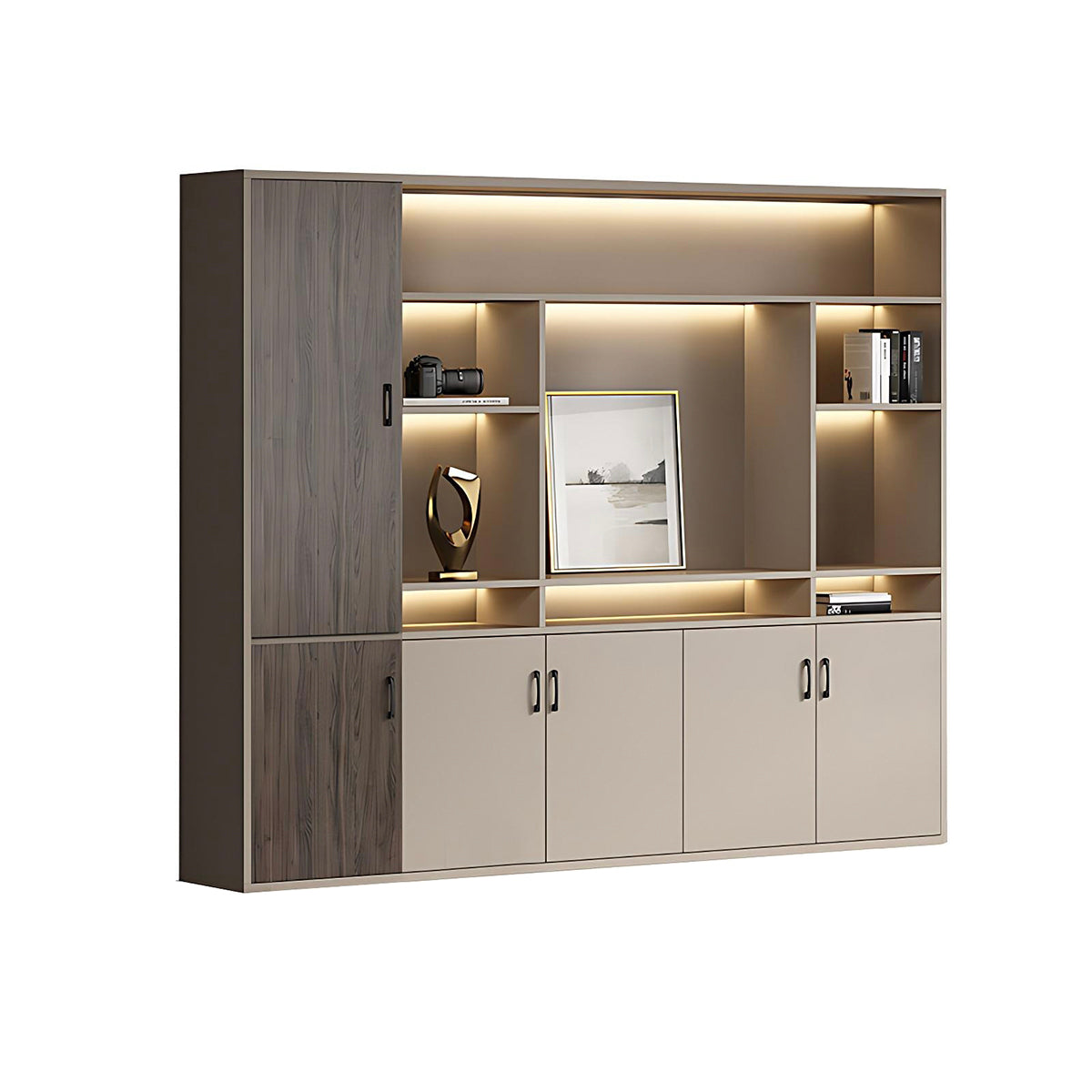 Premium Chic Storage Cabinet with Open & Enclosed Compartments