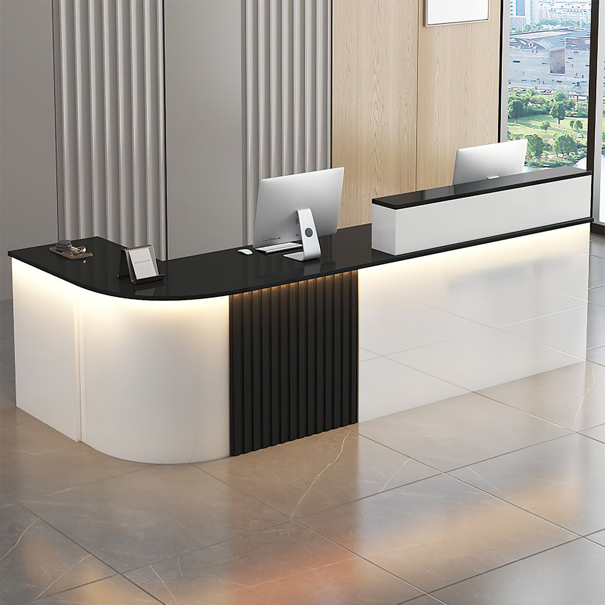 Alt Reception L-Shaped Reception Desk 47–150 in Wide with Lockable Drawers, Transact ...