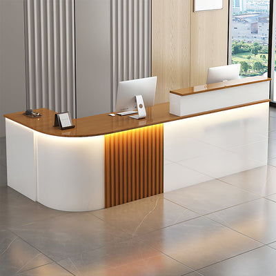 L-Shaped White Office Reception Desk and Store Counter