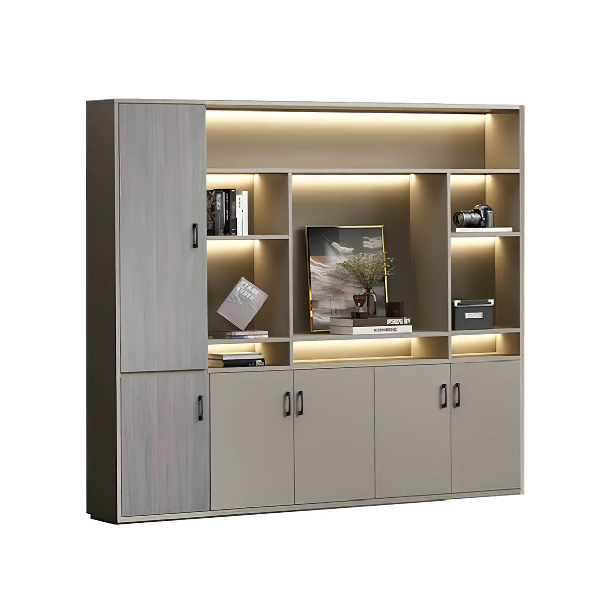 Premium Chic Storage Cabinet with Open & Enclosed Compartments