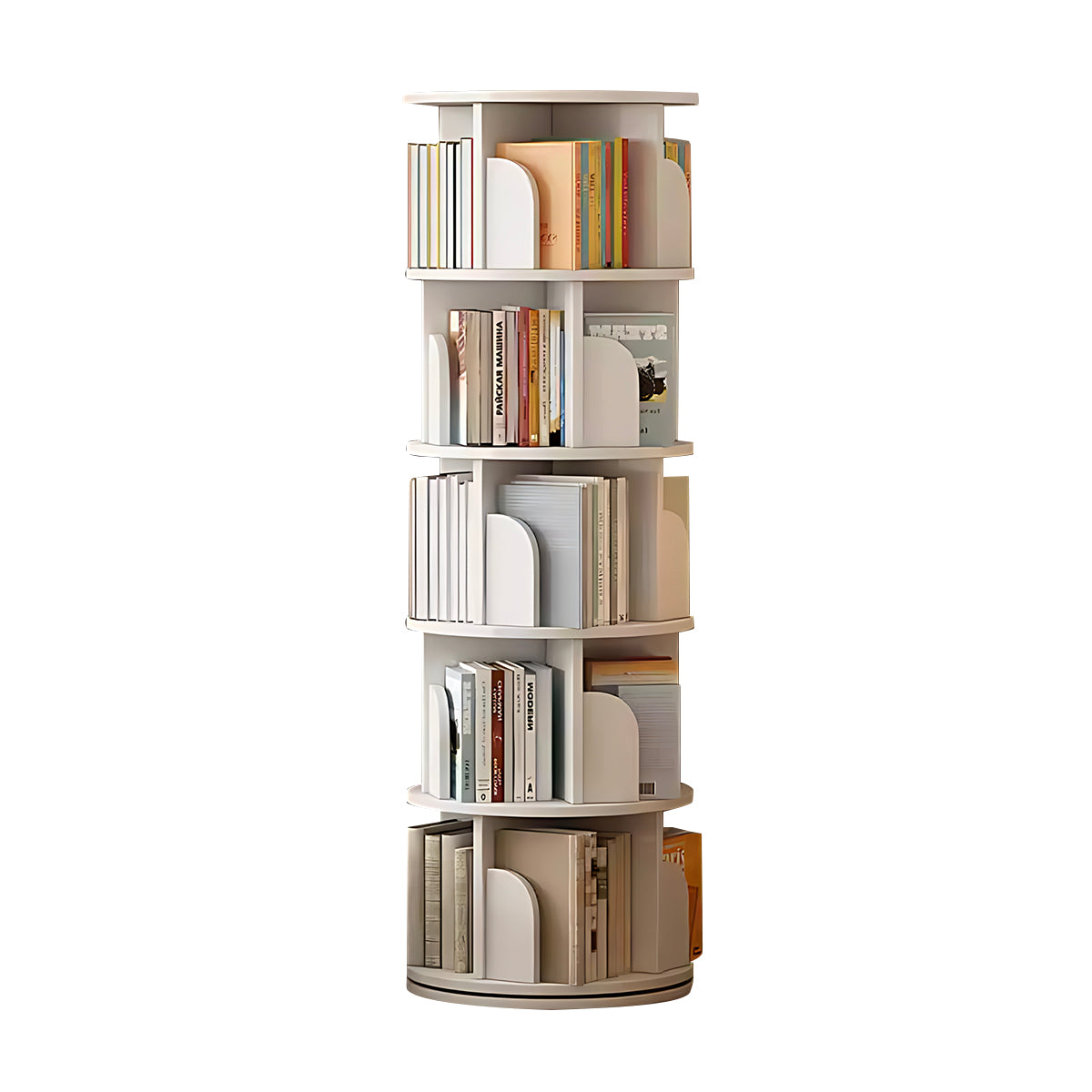 Minimalist Rotating Bookshelf, 360° Rotation, Multi-Layer Storage, Casters
