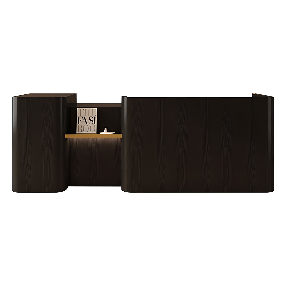 Elegant High-End Reception Desk with Display Shelves and Spacious Storage Compartments