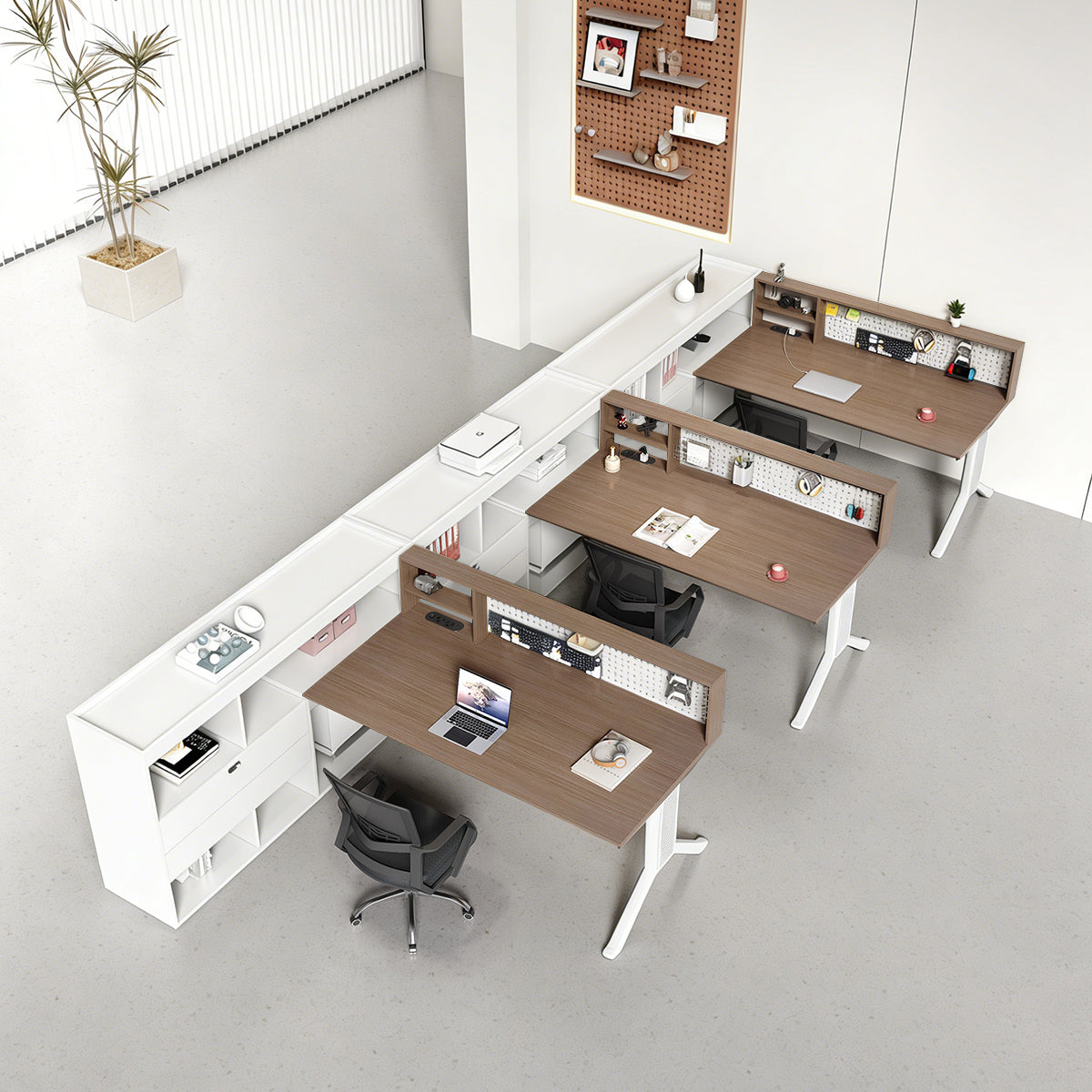 Modern Minimalist Office Desk with Built-In Outlets & Ample Storage
