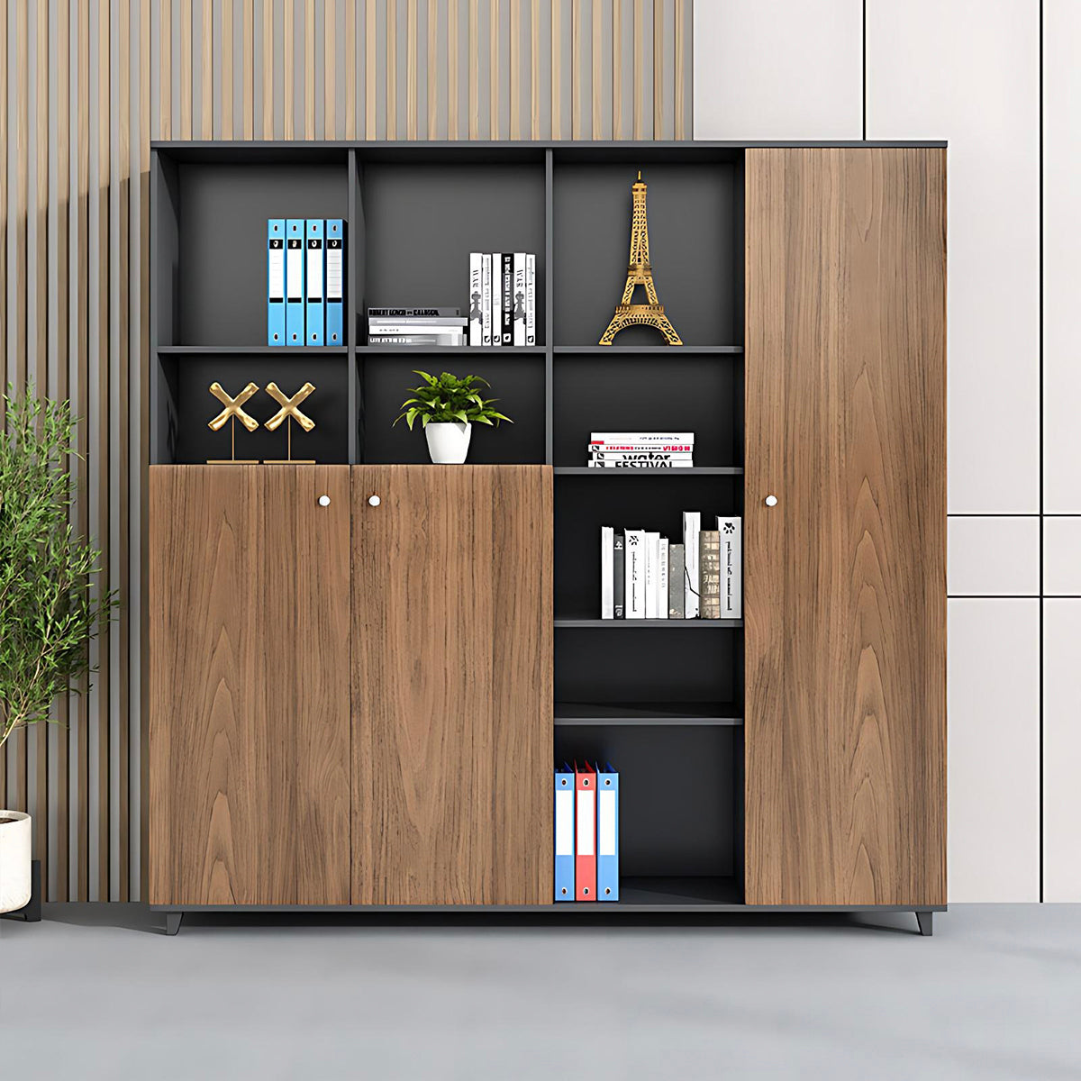 Minimalist Filing Cabinet with Raised Steel Base for Offices