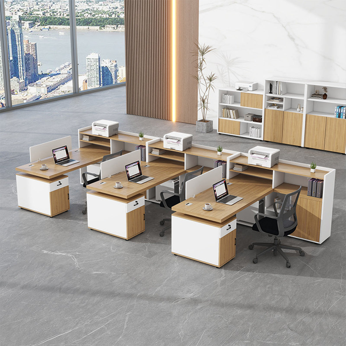 Space-Saving Office Desk with Privacy Panel for Open Office