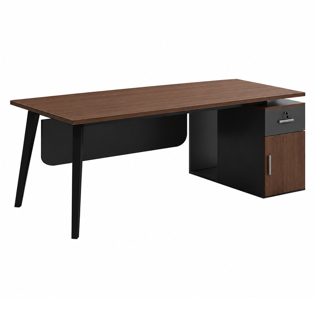Executive Desk with Side Storage, Lockable Drawer, CPU Tower Space and Cable Grommets