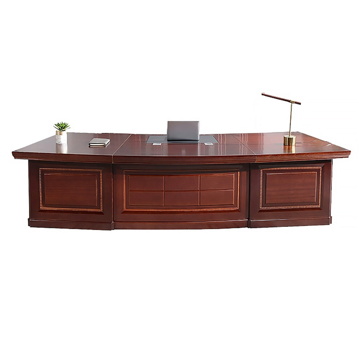Executive Desk, Desk Without Side Cabinet, Simple Modern Solid Wood Curved Executive Desk Office Writing Desk finish, L87" x W43" x H30", for reception...