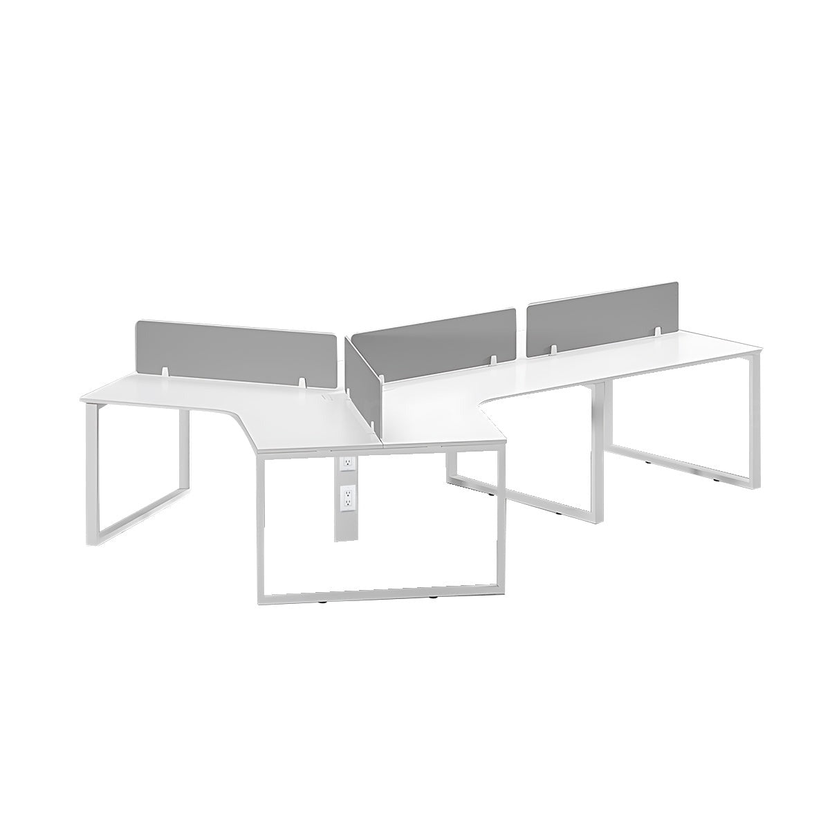 Minimalist Practical Gray and White Employee Desk with Privacy Panel and Sturdy Legs