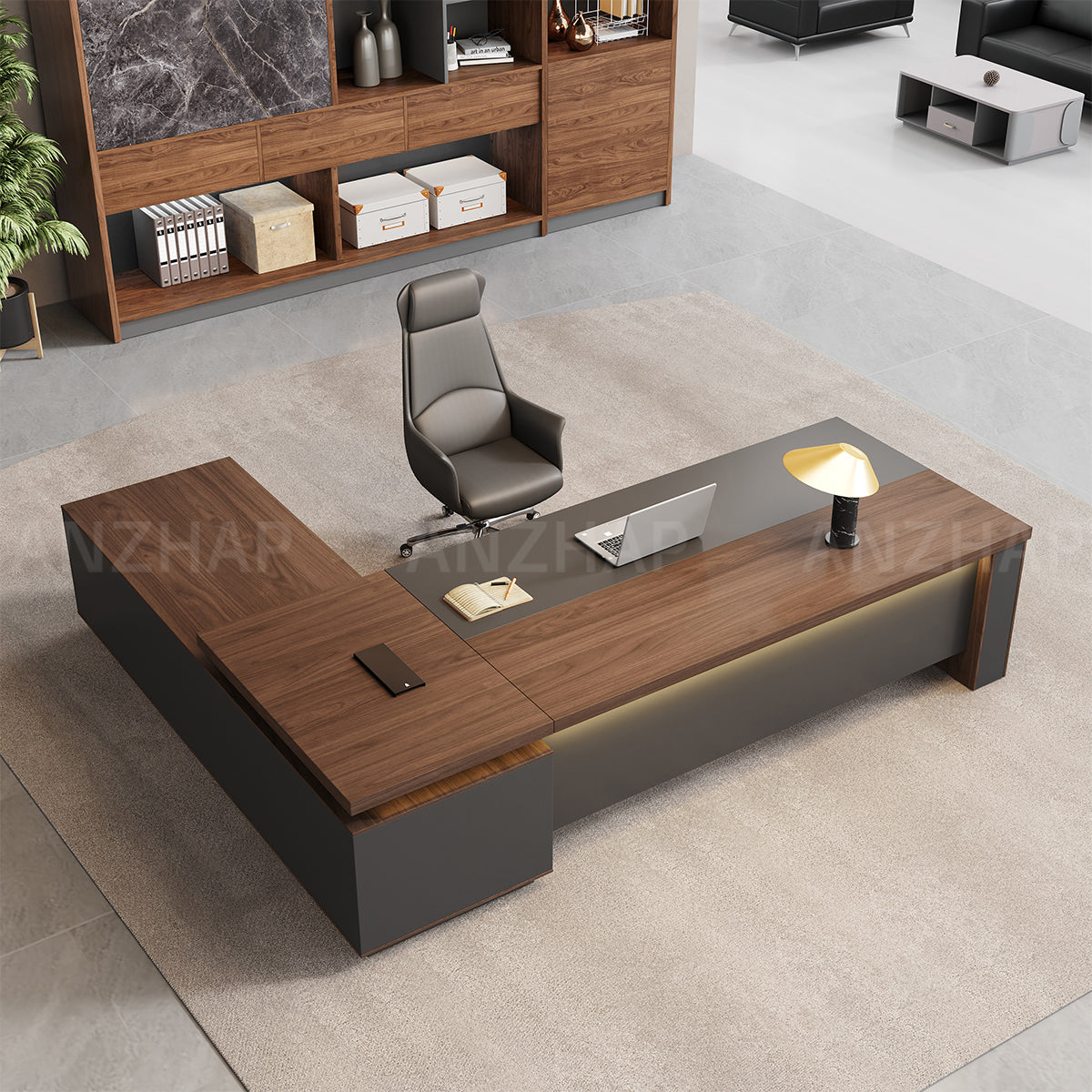 Timeless L-shaped Executive Desk with Spacious Legroom