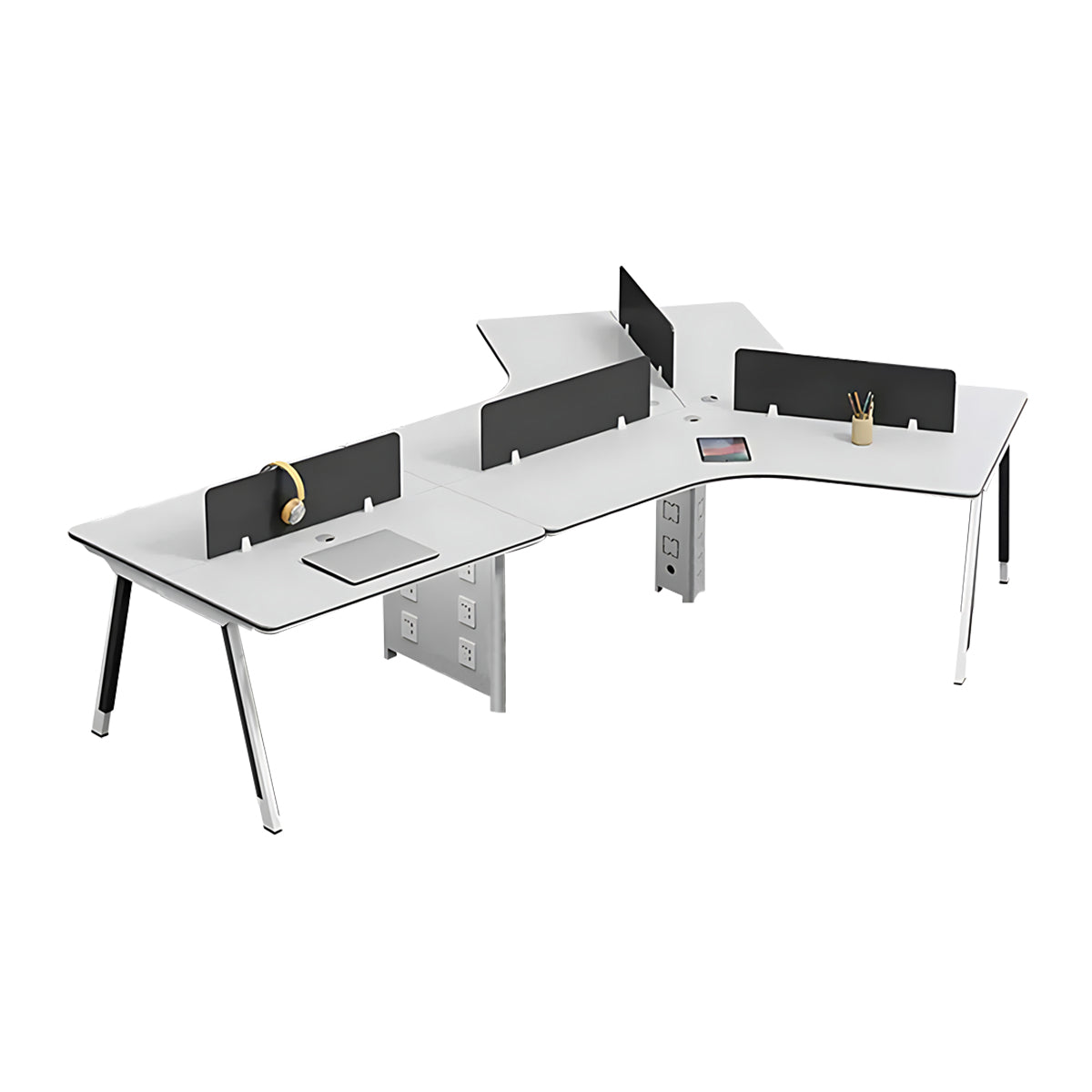 Modular Modern Office Desk with Two-Tone Lacquered Metal Legs