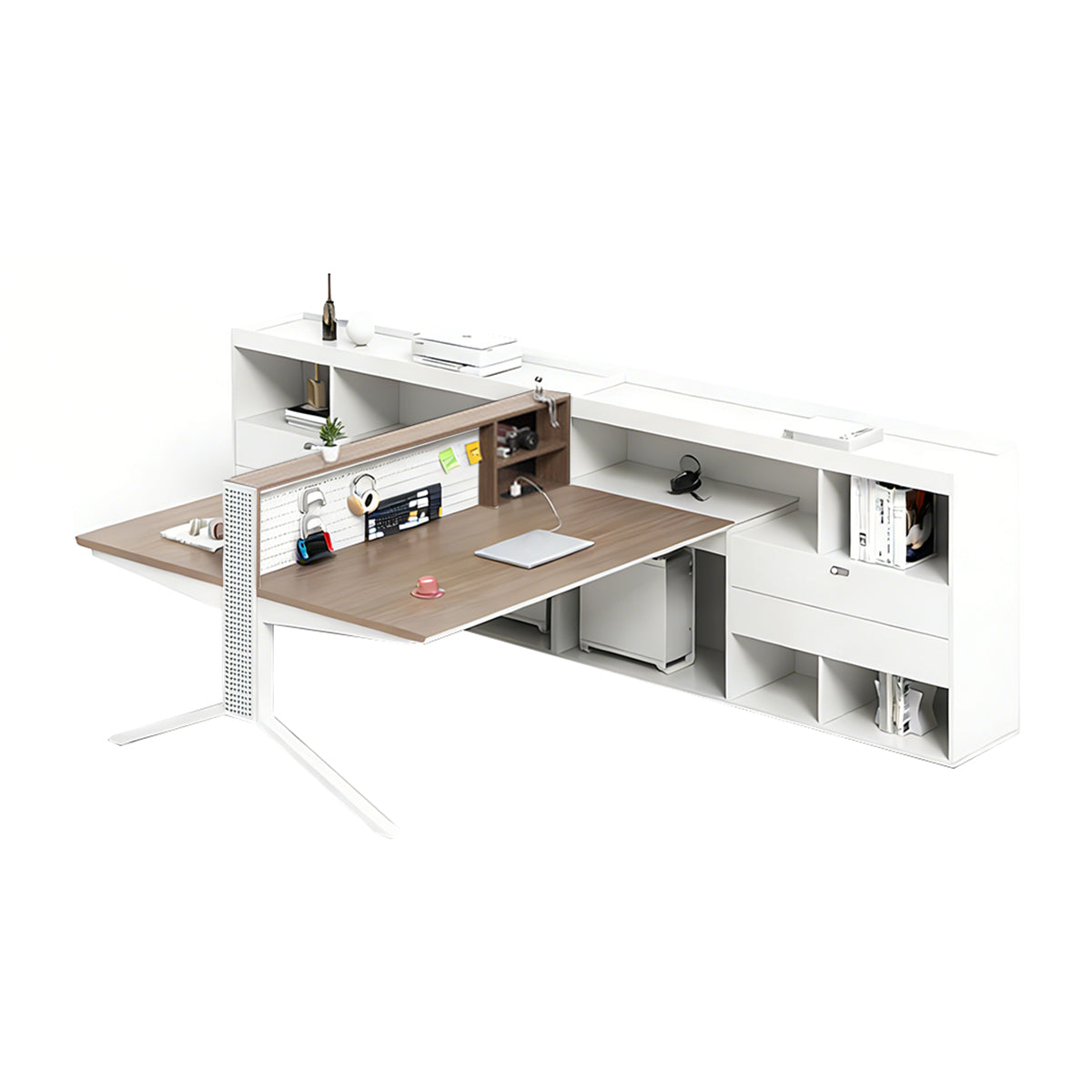 Modern Minimalist Office Desk with Built-In Outlets & Ample Storage