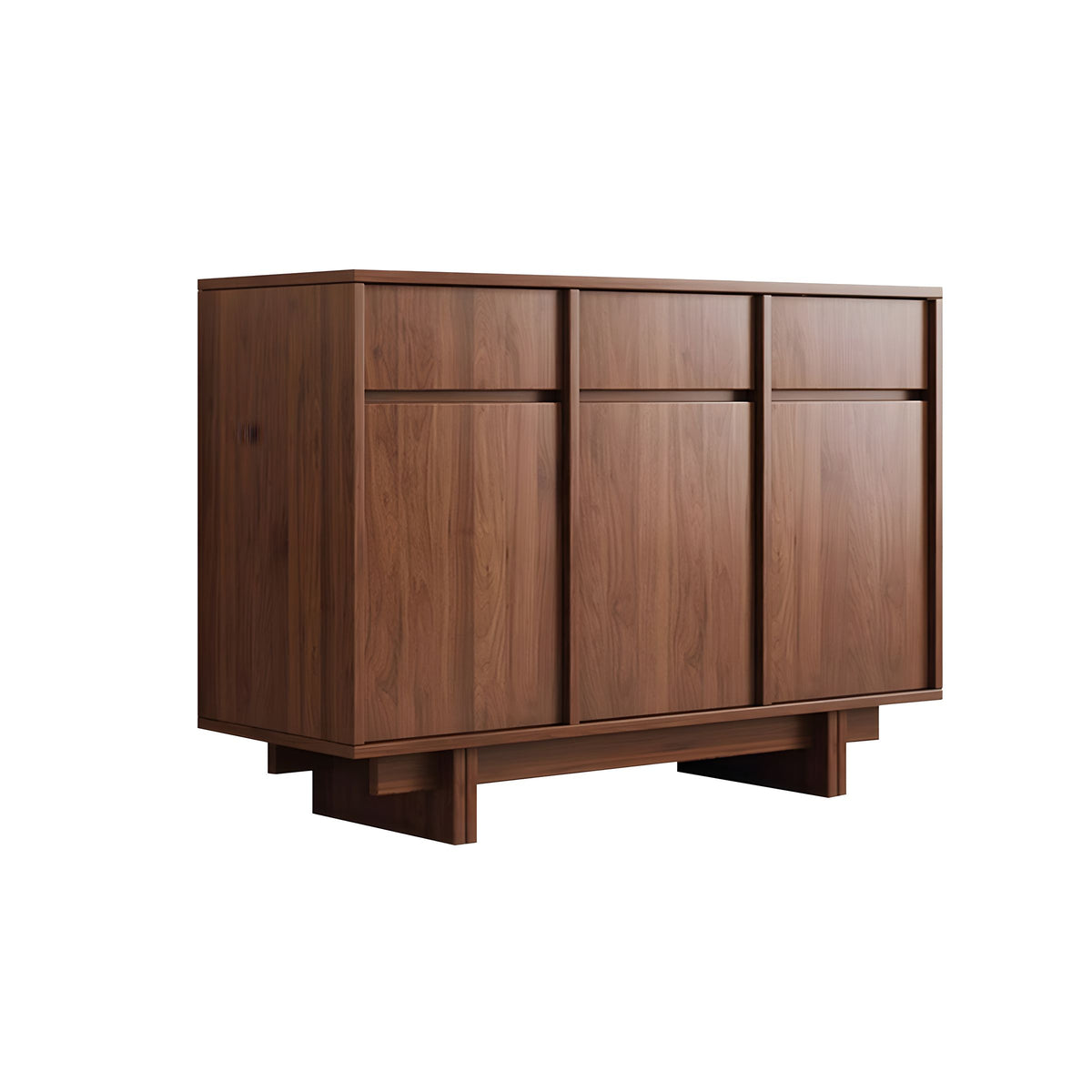 Modern Rustic Solid Wood Sideboard Buffet with Large Storage and Open Base