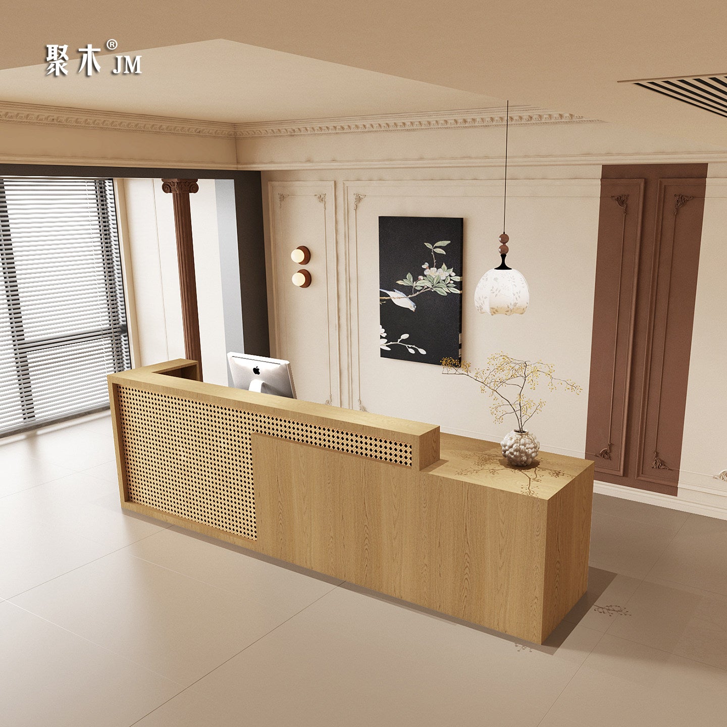 Reception Desk, angled product view, for reception area or front office, commercial reception furniture