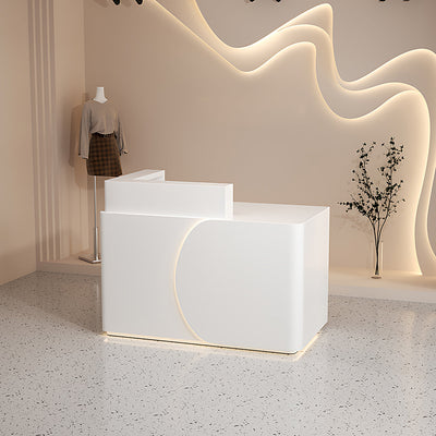 Minimalist Functional Reception Desk with Soft LED Light Strip